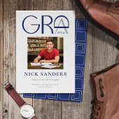 写真モダン卒業大学ブルーグレー 案内状