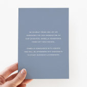 写真モダン卒業式ほこりっぽい青金ゴールド 箔招待状