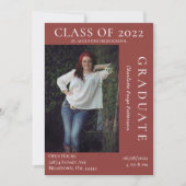 写真モダン卒業式オープンハウス |暖赤 招待状 (正面)