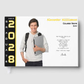 写真モダン卒業式ブラックゴールドフォイルゲストブック ゲストブック (正面)