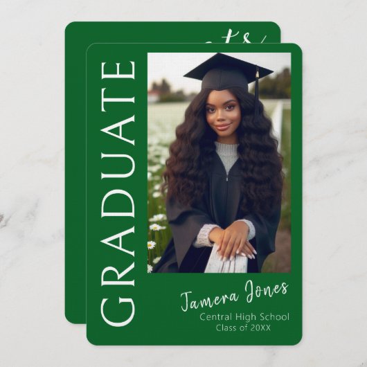 写真モダン卒業招待状 招待状 (正面/裏面)