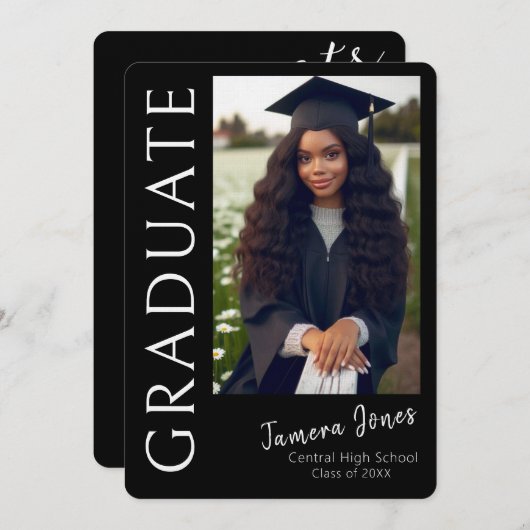 写真モダン卒業招待状 招待状 (正面/裏面)