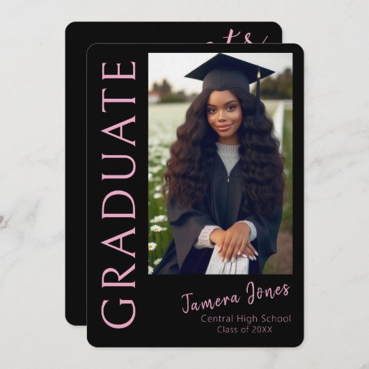 写真モダン卒業招待状 招待状 (正面/裏面)