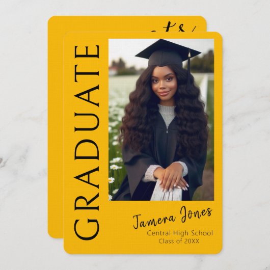 写真モダン卒業招待状 招待状 (正面/裏面)