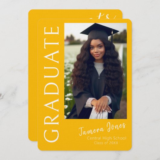 写真モダン卒業招待状 招待状 (正面/裏面)