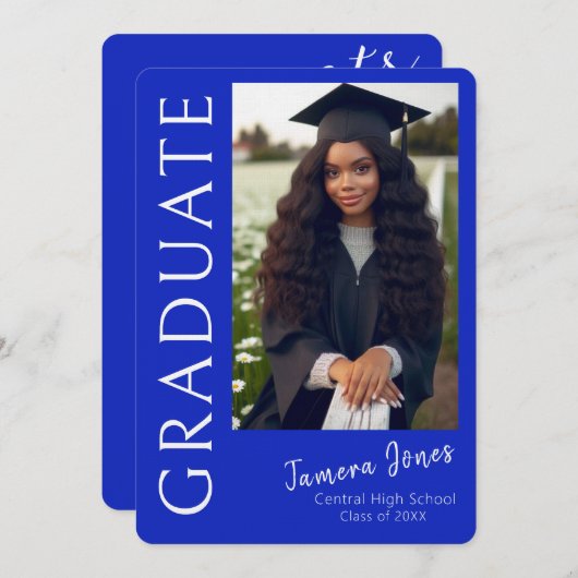 写真モダン卒業招待状 招待状 (正面/裏面)