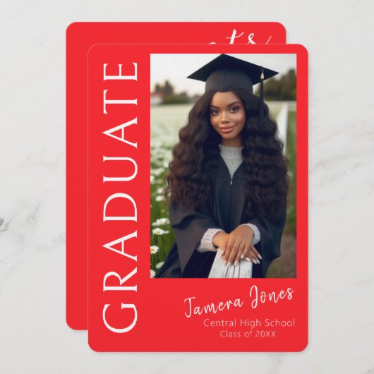 写真モダン卒業招待状 招待状 (正面/裏面)