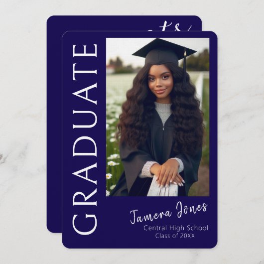 写真モダン卒業招待状 招待状 (正面/裏面)