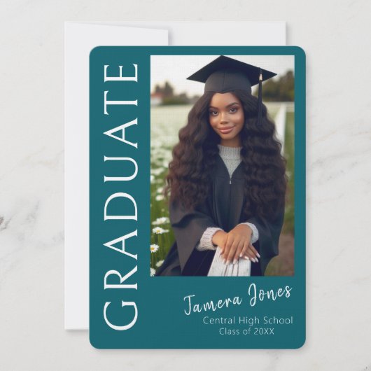 写真モダン卒業招待状 招待状 (正面)