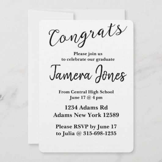 写真モダン卒業招待状 招待状 (裏面)