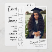 写真モダン卒業招待状 招待状 (正面/裏面)