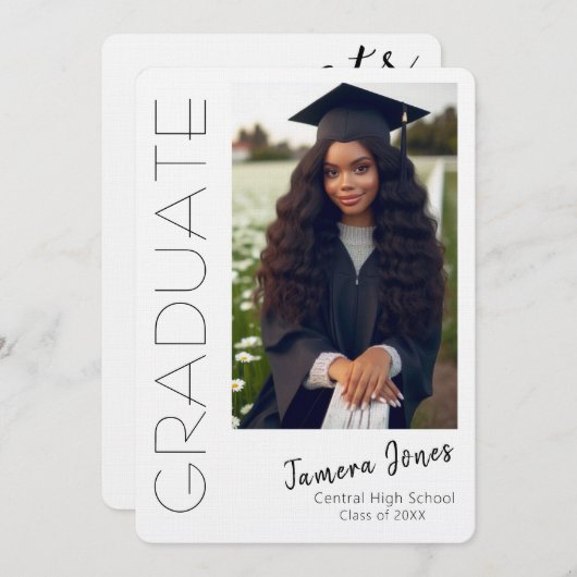 写真モダン卒業招待状 招待状 (正面/裏面)