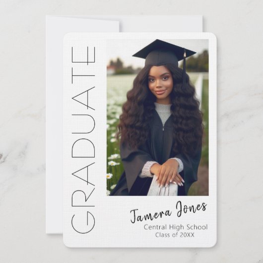 写真モダン卒業招待状 招待状 (正面)