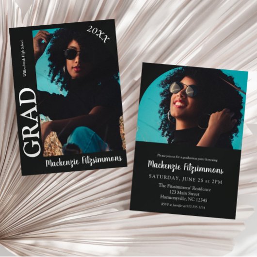 写真モダン卒業招待状 招待状
