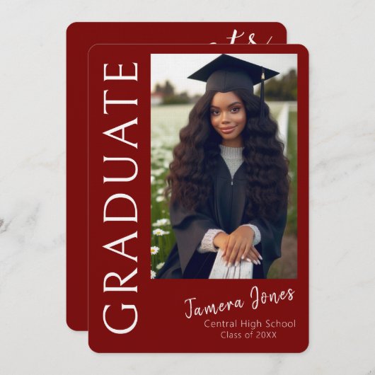 写真モダン卒業招待状 招待状 (正面/裏面)