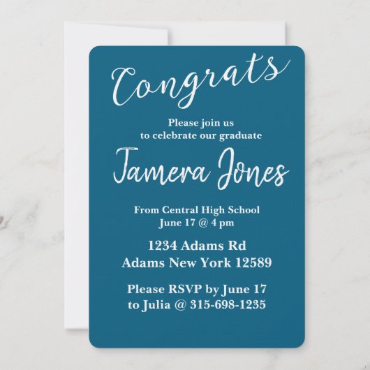 写真モダン卒業招待状 招待状 (裏面)