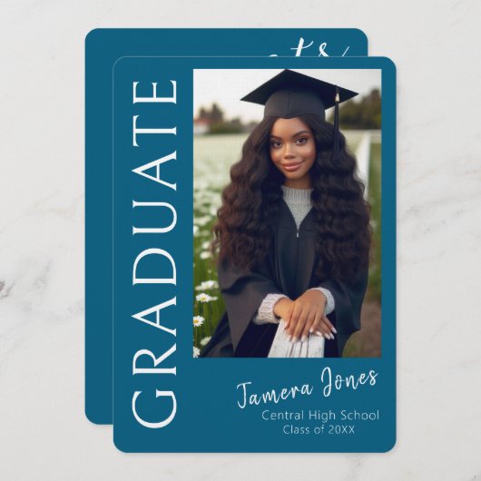 写真モダン卒業招待状 招待状 (正面/裏面)