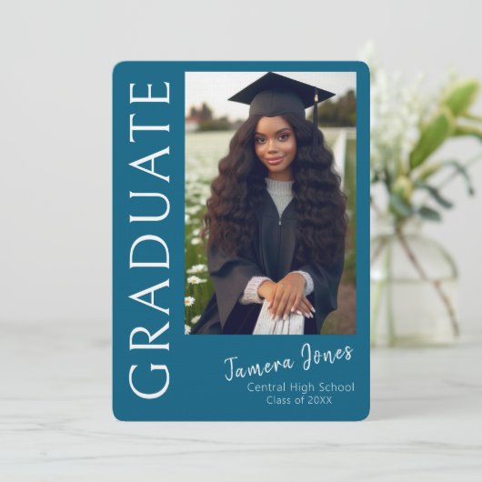 写真モダン卒業招待状 招待状 (スタンド正面)