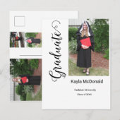 写真モダン卒業招待状BBQ ポストカード (正面/裏面)