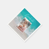 写真モダン卒業海ビーチスクリプト スタンダードカクテルナプキン (角)