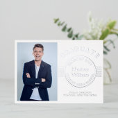 写真モダン卒業生シルバー 箔招待状 (立ち正面)