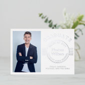 写真モダン卒業生シルバー 箔招待状 (立ち正面)