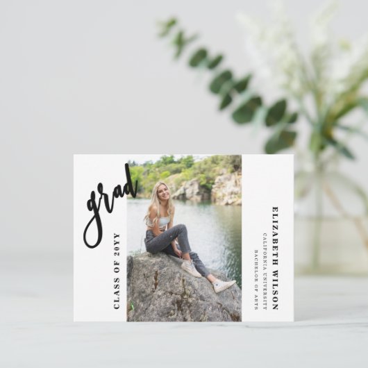 写真モダン卒業発表はがき ポストカード (スタンド正面)