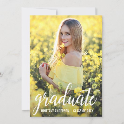 写真モダン卒業発表カードW 案内状 (正面)