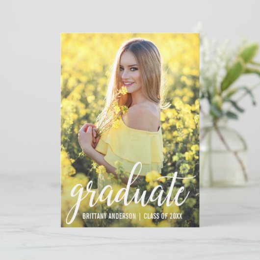 写真モダン卒業発表カードW 案内状 (スタンド正面)