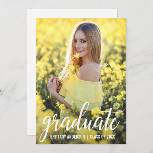 写真モダン卒業発表カードW 案内状 (正面/裏面)