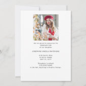 写真モダン卒業発表グレー 案内状 (裏面)