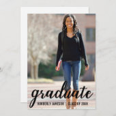 写真モダン卒業発表スクリプトカード 案内状 (正面/裏面)