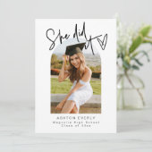 写真モダン卒業発表パーティー招待状 招待状 (スタンド正面)