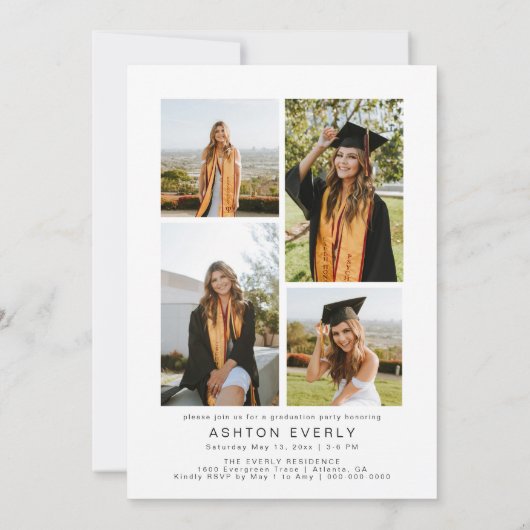 写真モダン卒業発表パーティー招待状 招待状 (裏面)