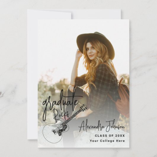 写真モダン卒業発表パーティー 招待状 (正面)