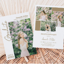 写真モダン卒業発表招待状