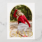 写真モダン卒業発表箔はがき 箔招待状ポストカード (正面)