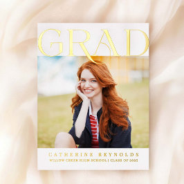 写真モダン卒業発表箔はがき 箔招待状ポストカード