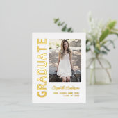 写真モダン卒業発表箔はがき 箔招待状ポストカード (立ち正面)