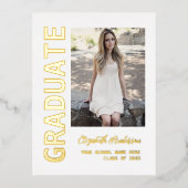 写真モダン卒業発表箔はがき 箔招待状ポストカード (正面)