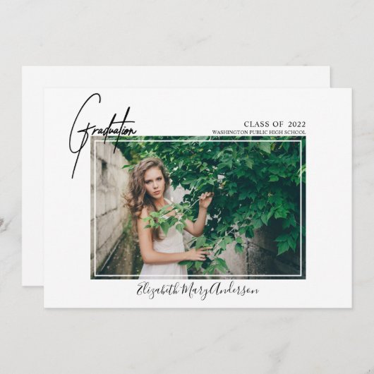 写真モダン卒業発表2022 案内状 (正面/裏面)