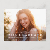 写真モダン卒業発表 ポストカード (正面)