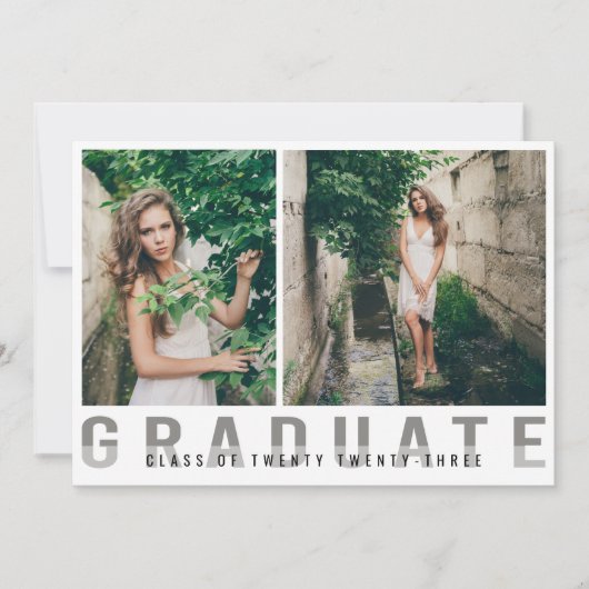 写真モダン卒業発表 案内状 (正面)