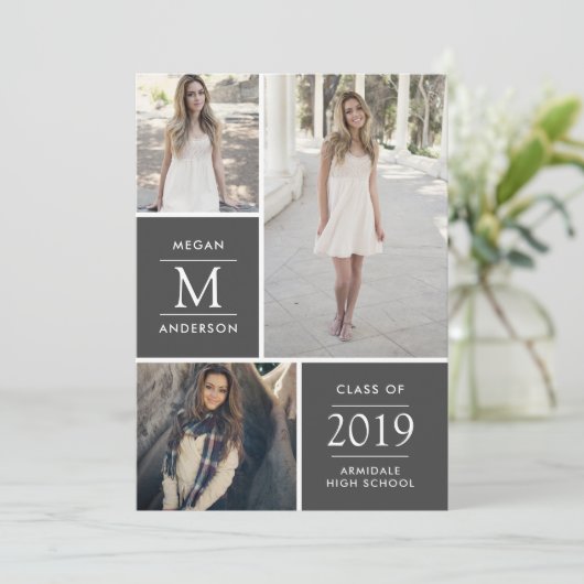 写真モダン卒業発表 案内状 (スタンド正面)