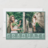 写真モダン卒業発表Sage Green 案内状 (正面)