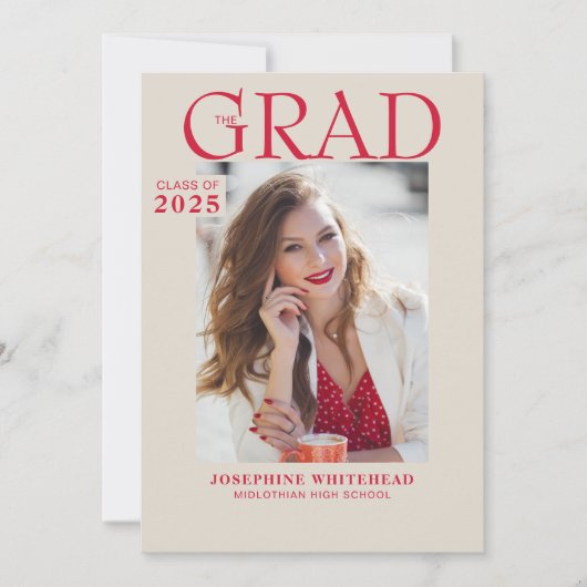 写真モダン卒業発表Tan 2023 案内状 (正面)