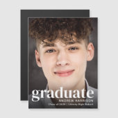 写真モダン卒業磁気発表 マグネット招待状 (正面/裏面)