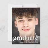 写真モダン卒業磁気発表 マグネット招待状 (正面)