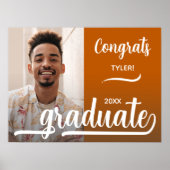 写真モダン卒業記念オレンジ ポスター (正面)