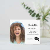 写真モダン卒業記念パーティー日付カードを保存 (スタンド正面)